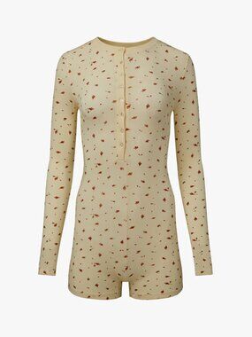 We Wore What Long Sleeve Pajama Romper- Ivory